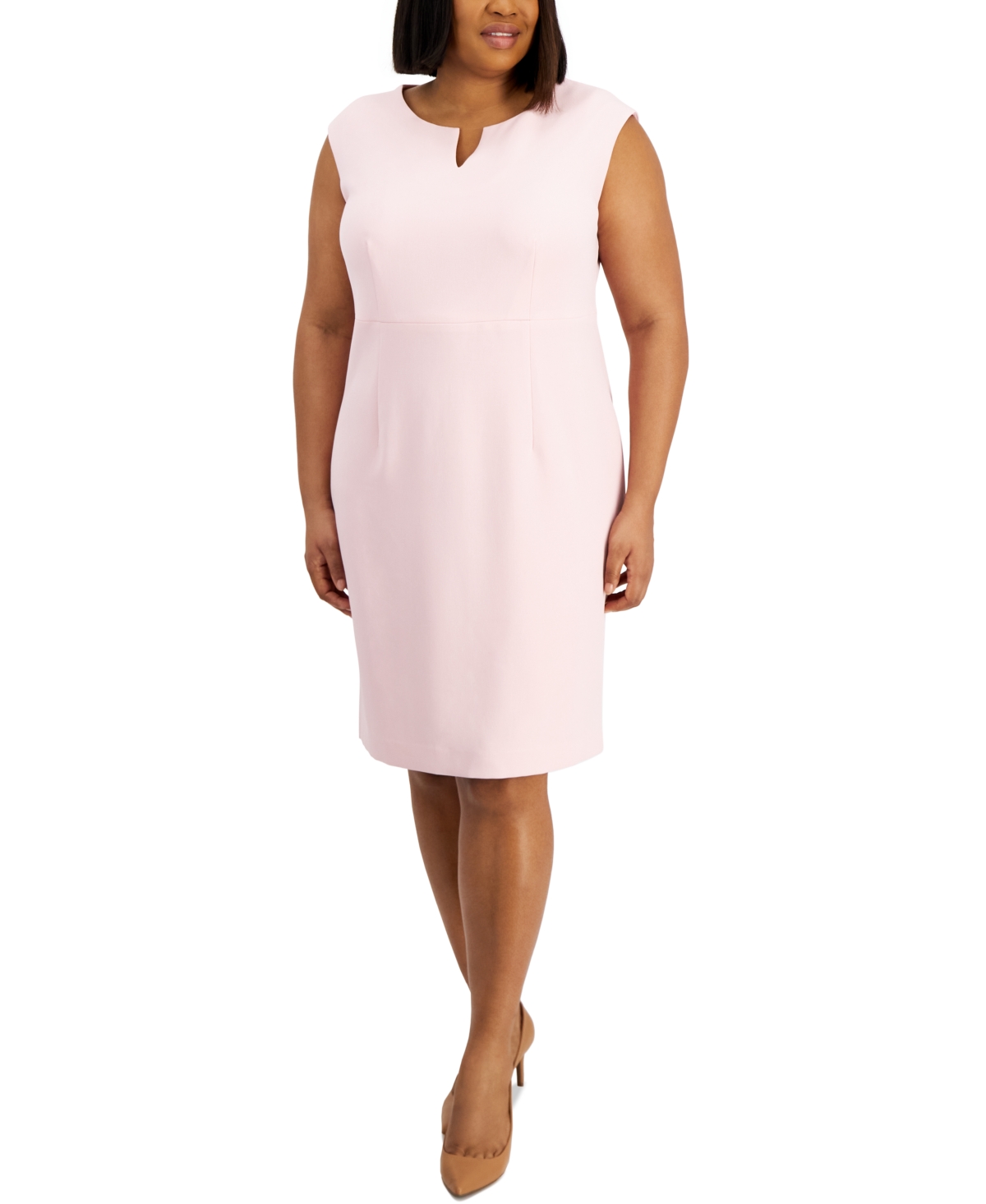 Plus Size Sleeveless Sheath Dress - Tutu Pink