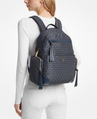Michael Kors Navy Monogram Backpack with Gold Accents MICHAEL KORS Dallas Medium Signature Logo Backpack-Admiral  main image 4