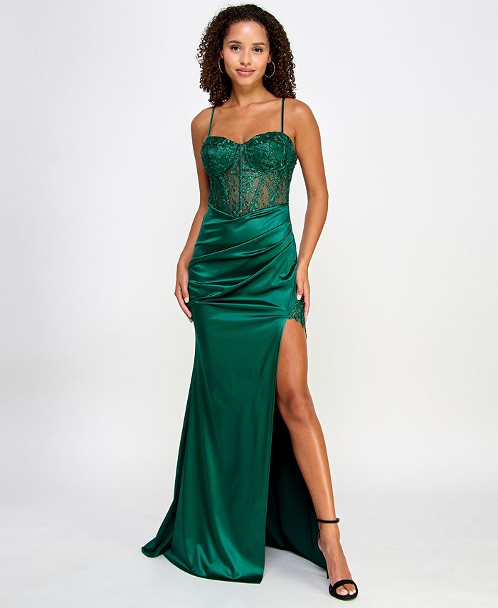 BCX Juniors' Embroidered Strapless Bustier Gown, Created for