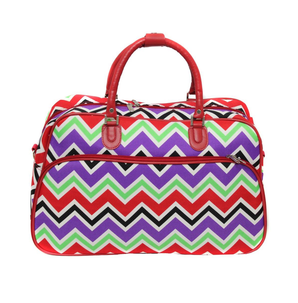 Chevron 21-inch Carry-On Shoulder Duffel Bag - Red trim chevron multi