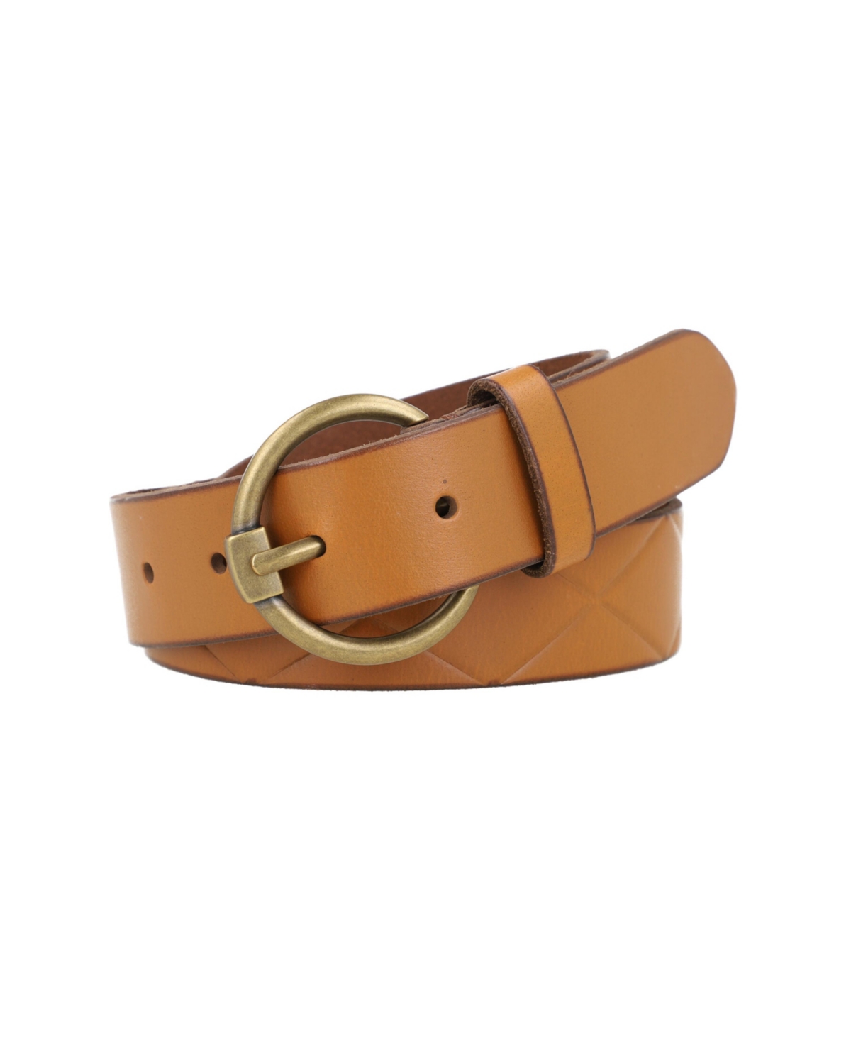 Shop Frye Diamond-embossed Leather Belt In Tan