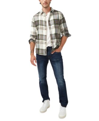 Buffalo David Bitton Men's Sheldon Denim Shirt - Long Sleeve Button Down, Blue Sanded Wash