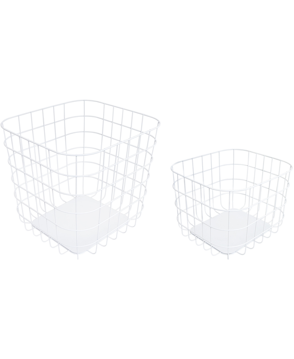 Wethinkstorage Set Of 2 Metal Baskets With Iron Board, 14.5-liter And 32-liter In White