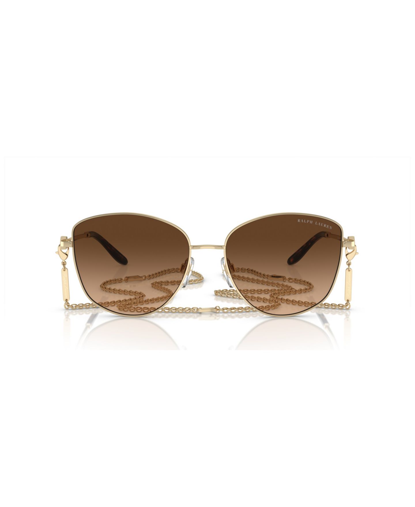 Женские солнцезащитные очки Ralph Lauren The Vivienne Sunglasses, Gradient RL7079, цвет: Бледный золотой — фото 2