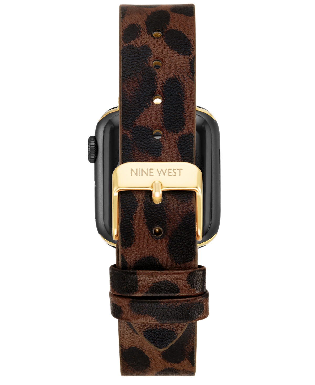Shop Nine West Women's Leopard Print Polyurethane Leather Band Compatible With 42mm, 44mm, 45mm, Ultra And Ultra 2  In Leopard,gold-tone