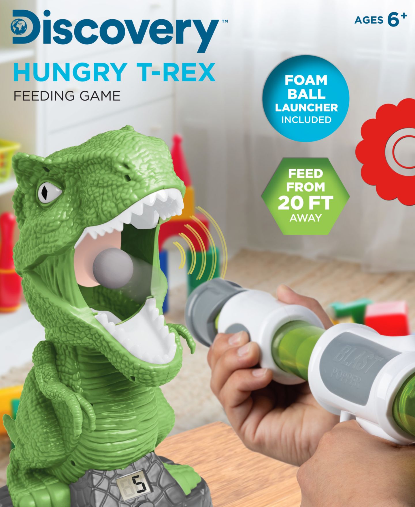 Детские фигурки Discovery Hungry T-Rex Shooting Competition Hand-Eye Coordination Game, Ages 6+, цвет: Зелёный — фото 2