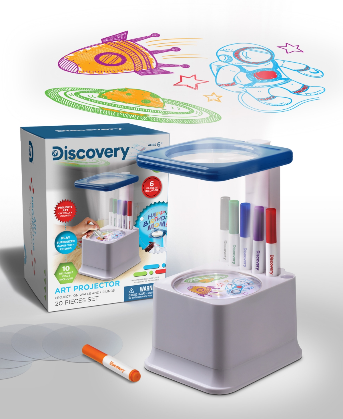 Discovery Art Projector Drawing Surface For Coloring In White