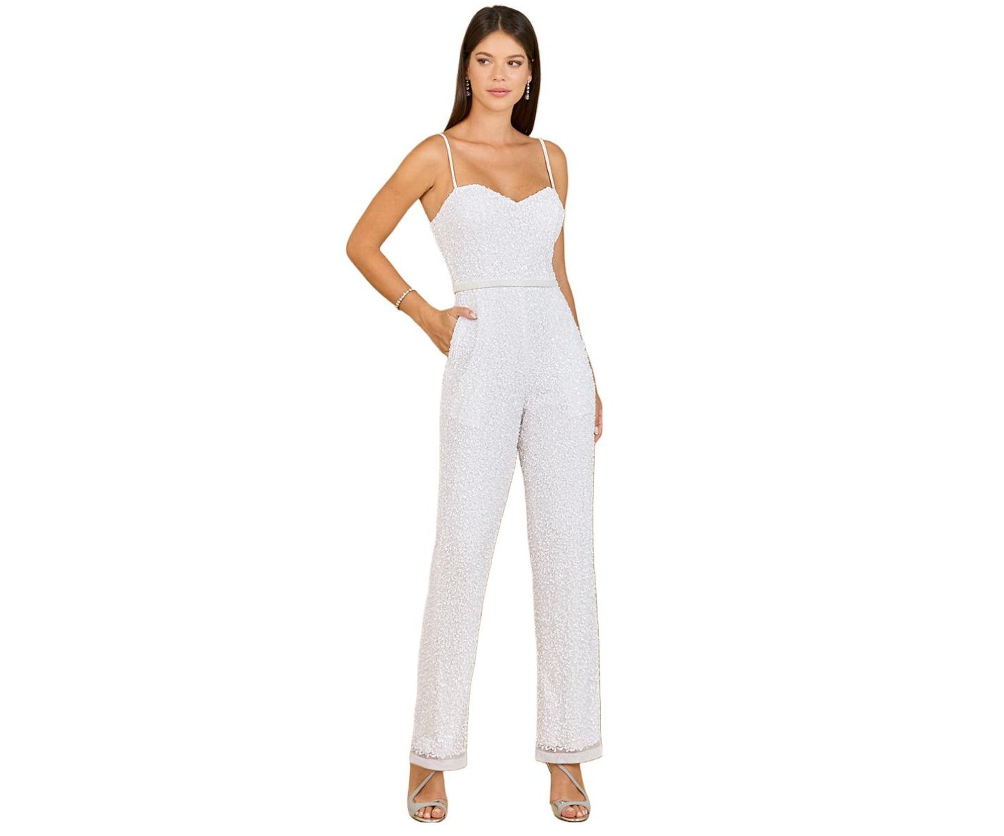 Женский комбинезон Lara Beaded Bridal Jumpsuit, цвет: Слоновая кость — фото 1