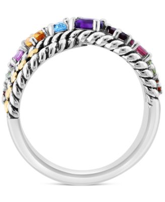 EFFY&reg; Multi-Gemstone Crossover Statement Ring (1-1/8 ct. t.w.) Ring in Sterling Silver & 18k Gold-Plate