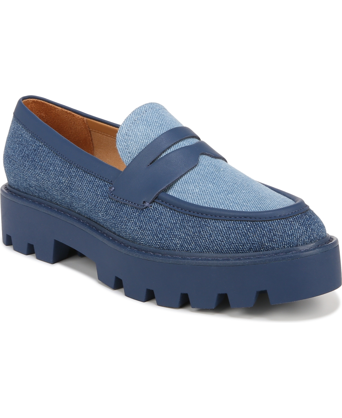 Franco Sarto Balin Lug Sole Loafers In Denim Blue Fabric