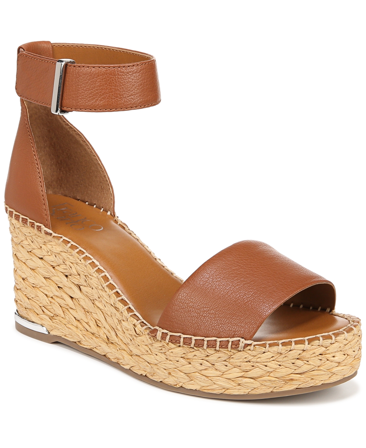 Franco Sarto Clemens Espadrille Wedge Sandals In Cognac Brown Leather