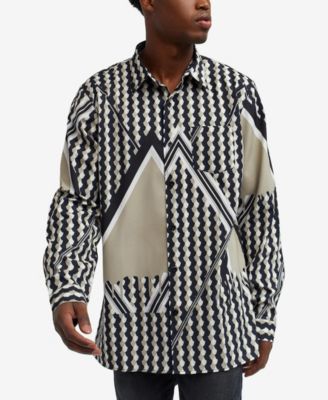 Men's Geo Print Long Sleeves Woven Shirt