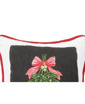 Christmas Mistletoe Alphabet 100% Cotton Printed Mini Accent Pillow 8" x 8"