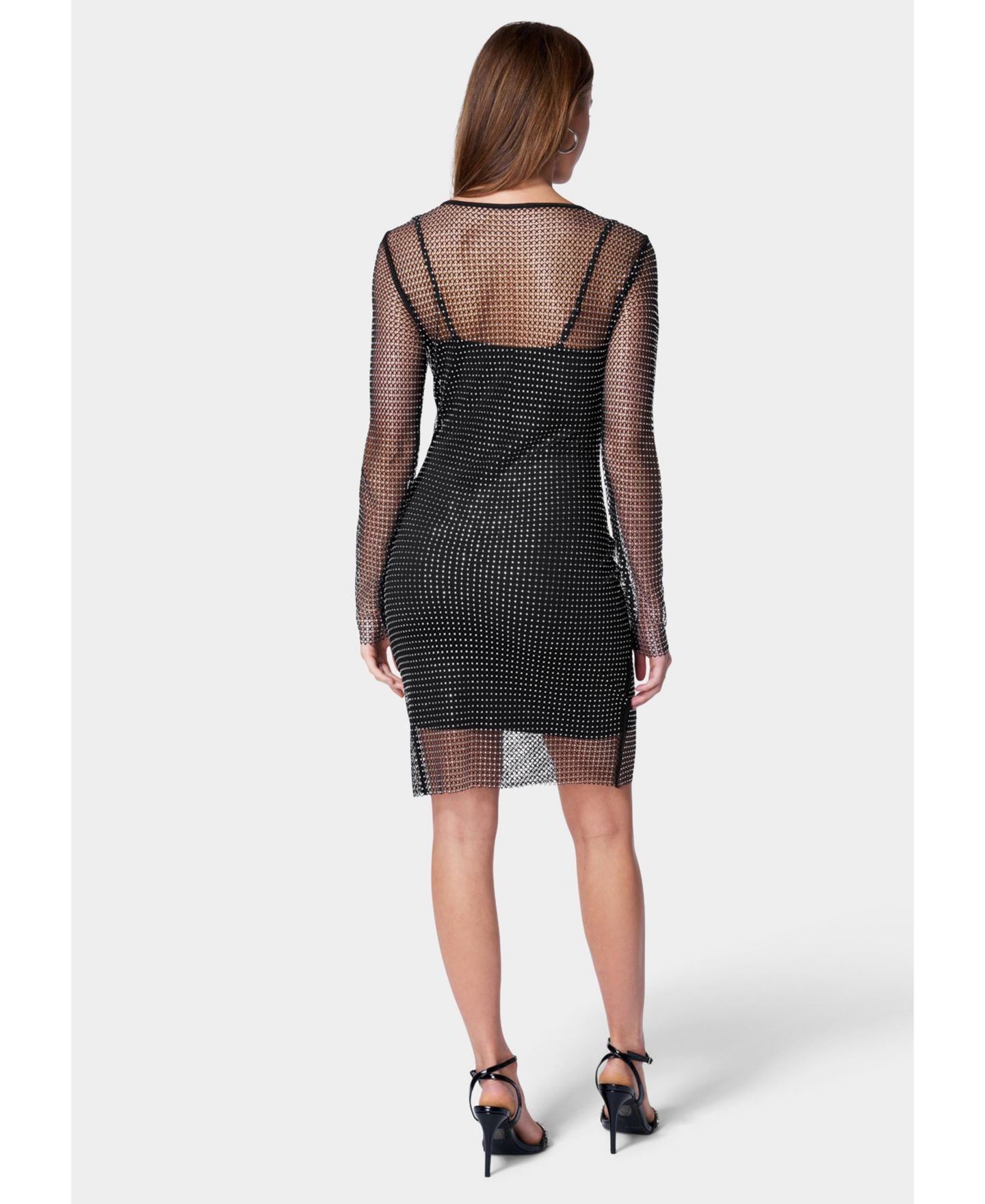 Женское платье Bebe Crystal Mesh Mini, цвет: Чёрный — фото 4