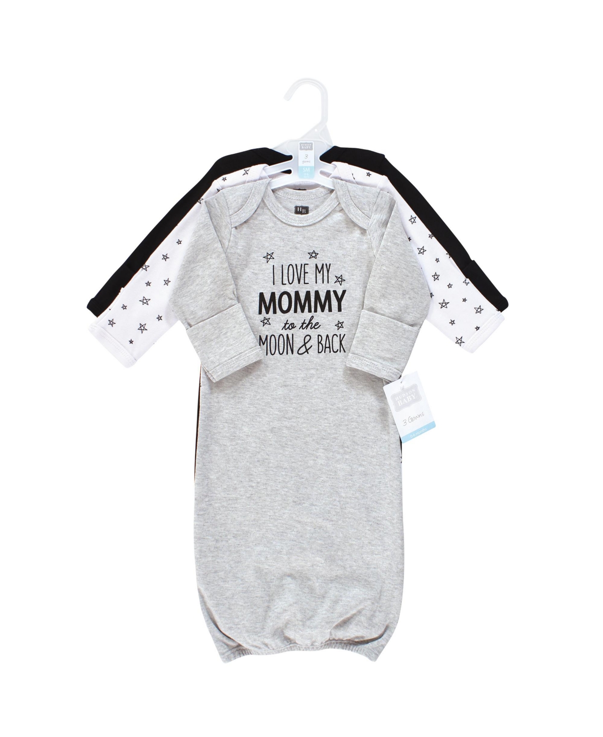 Hudson Baby Baby Boys Cotton Gowns, Mom Dad Moon And Back - Assorted Pre-Pack