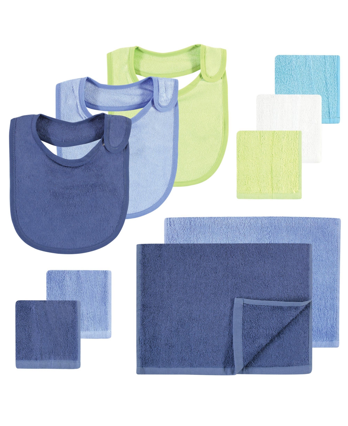 Hudson Baby Boys Essential 10-Piece Rayon from Bamboo Set Bibs, Burp Cloths & Washcloths