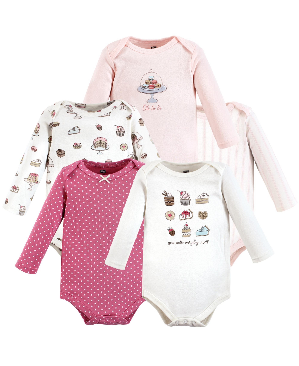 Hudson Baby Baby Girls Hudson Cotton Long-Sleeve Bodysuits, Christmas Gift, 9-12 Months - Sweet bakery