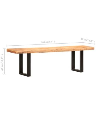 Bench 63" Solid Rough Mango Wood and Steel