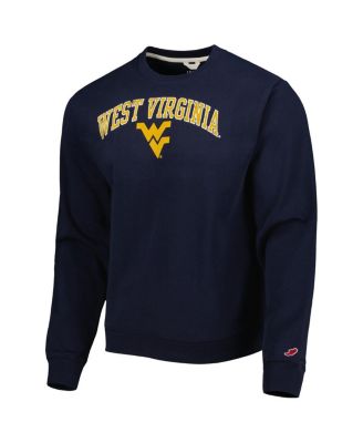 Men's Navy Distressed West Virginia Mountaineers 1965 Arch Essential Lightweight Pullover Sweatshirt