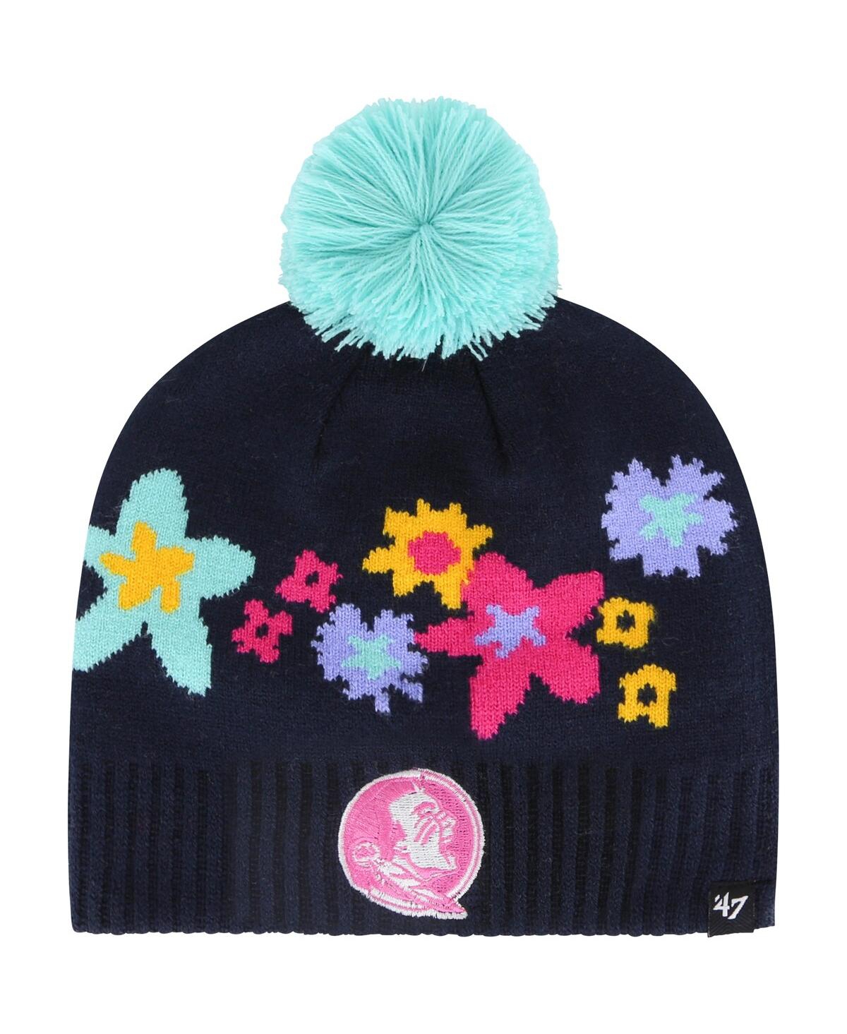 Girls Youth '47 Brand Navy Florida State Seminoles Buttercup Knit Beanie with Pom - Navy