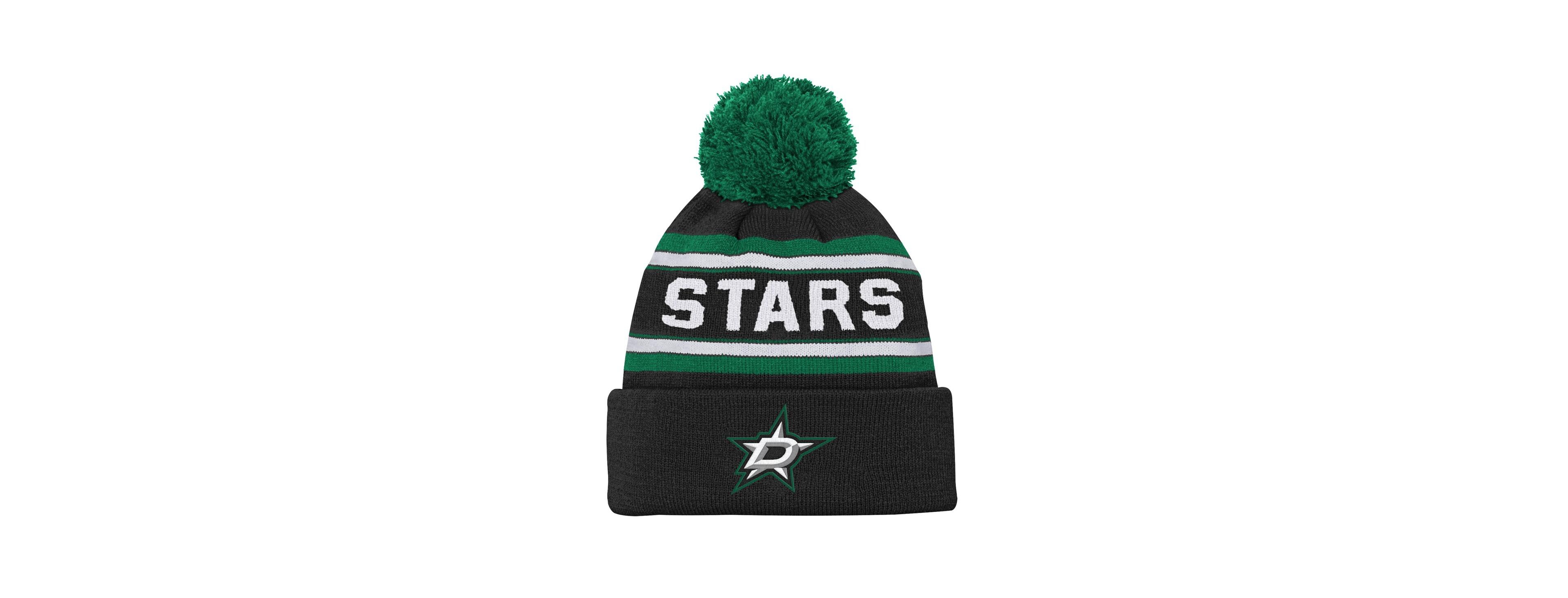 Youth Boys and Girls Dallas Stars Black Jacquard Cuffed Knit Hat with Pom