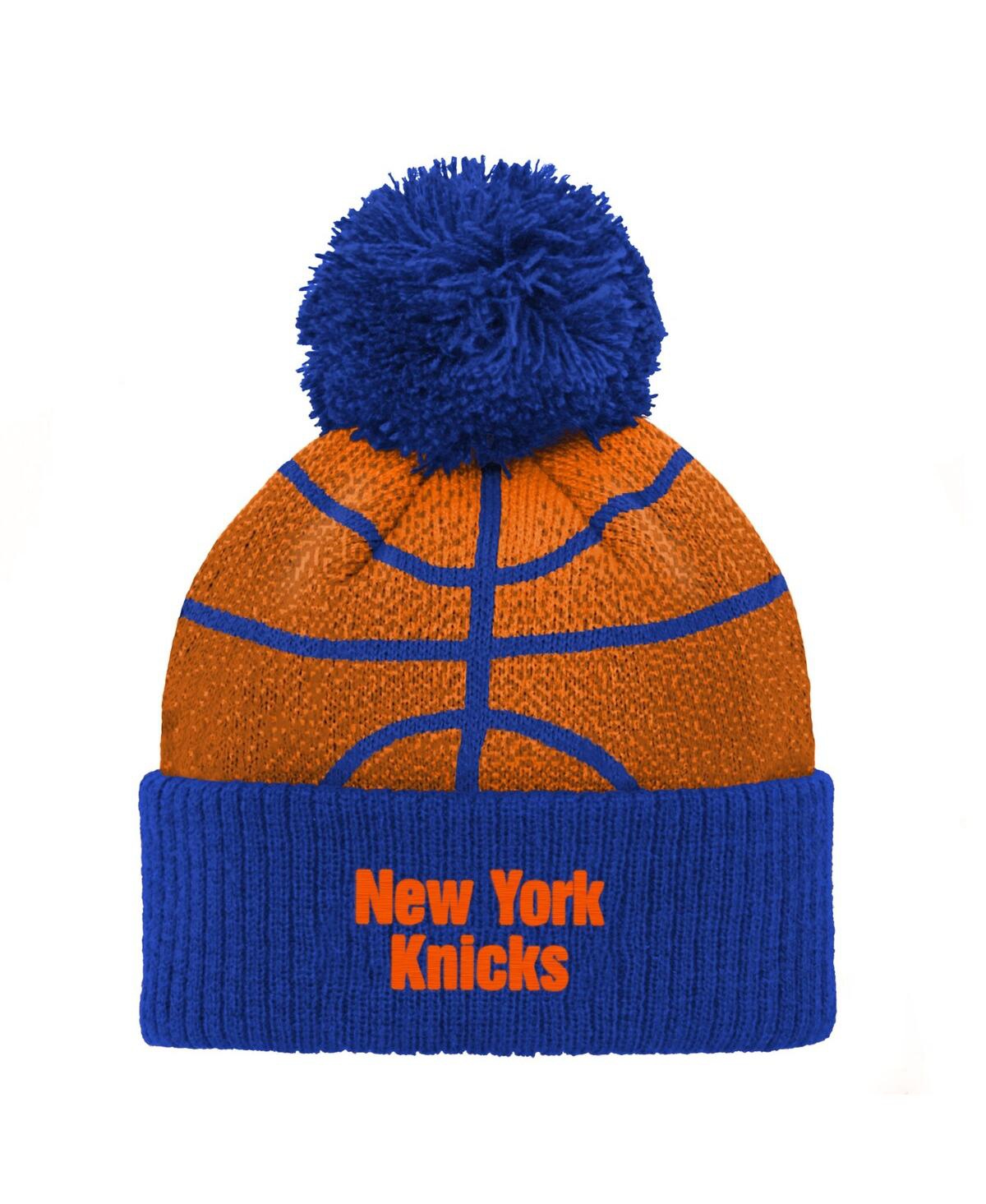 Preschool Boys and GirlsNew York Knicks Basketball Head Cuffed Knit Hat with Pom - Blue