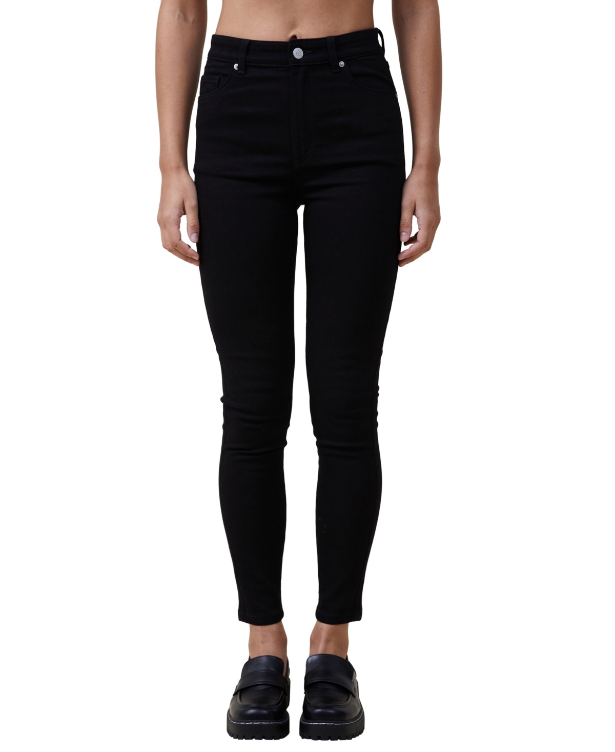 Women's High Rise Skinny Jeans - Graphite Black Rip
