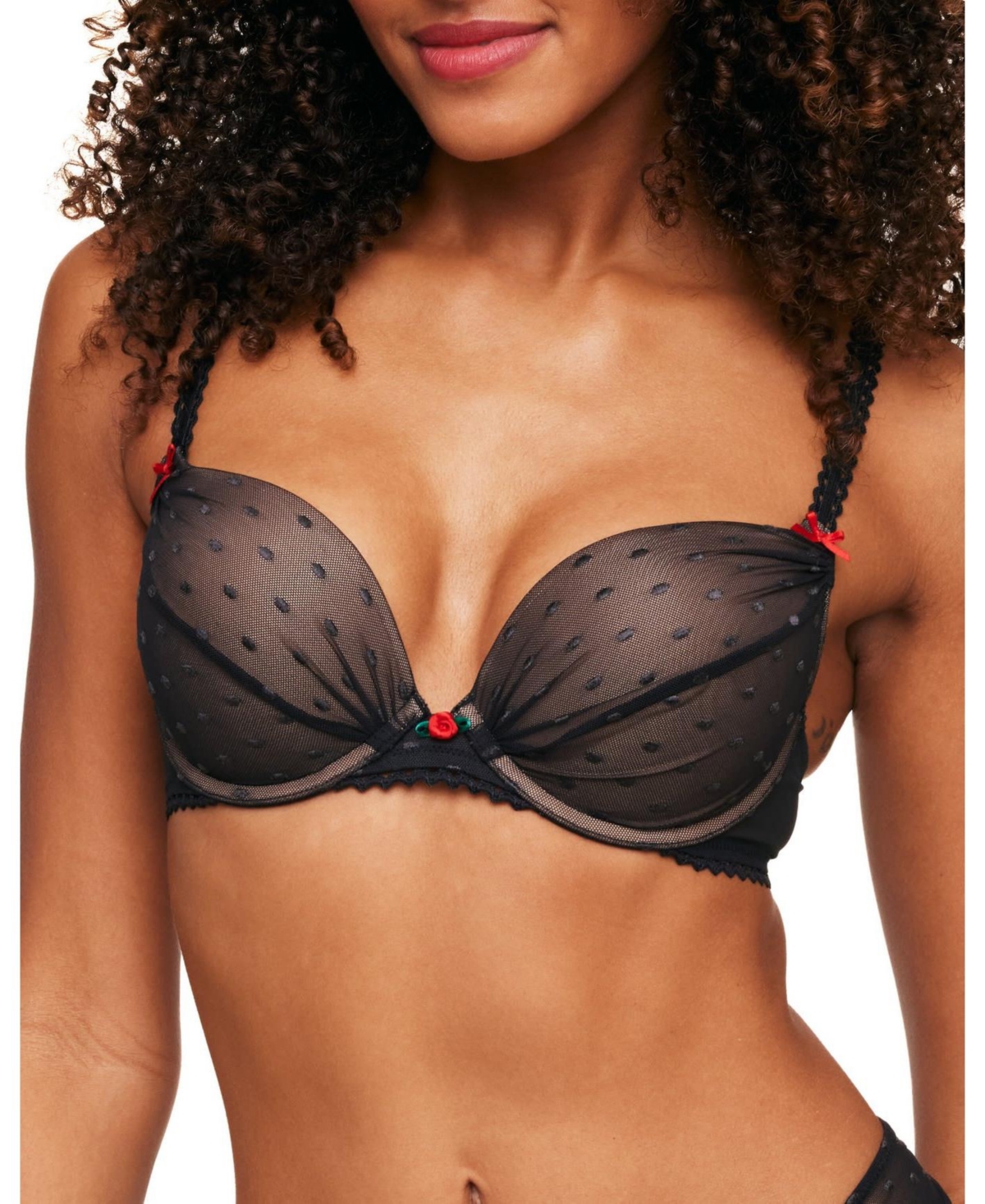 Stacy Women's Push Up Plunge Bra - Black