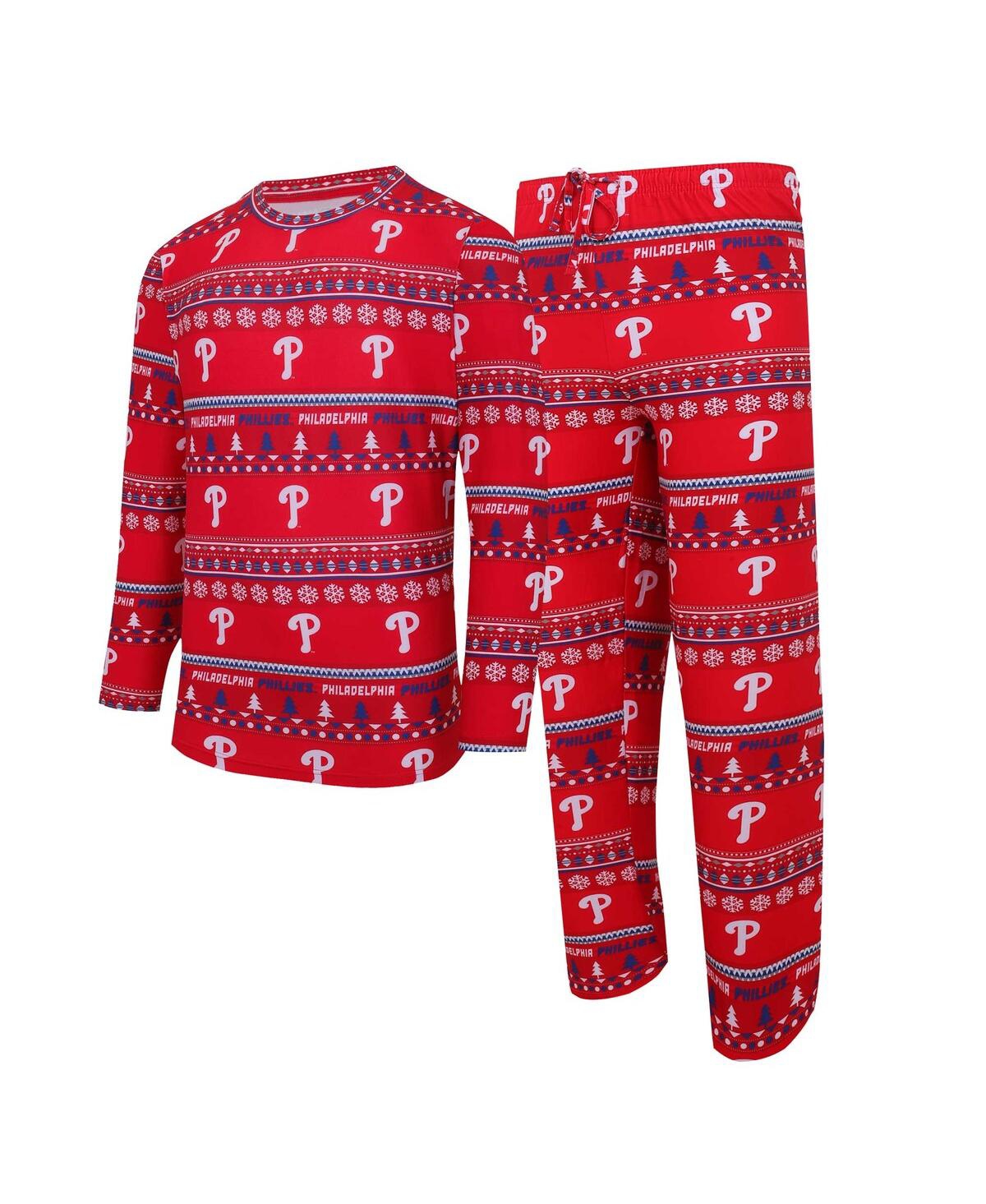 Men's Concepts Sport Red Philadelphia Phillies Knit Ugly Sweater Long Sleeve Top and Pants Set - Red