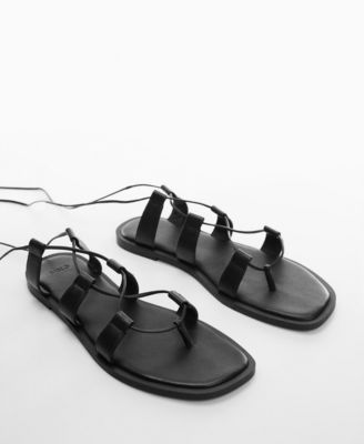 MANGO Women's Leather Straps Sandals
