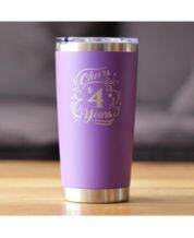 Moose Wine Tumbler with Sliding Lid - Stemless Stainless Steel Insulated Cup - Cute Outdoor Camping Mug - Purple