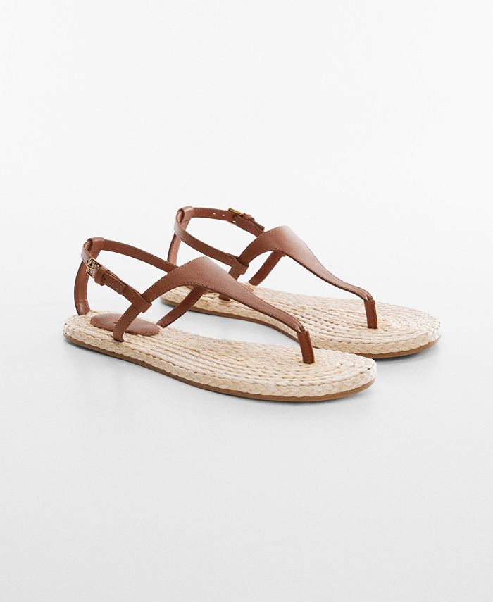 MANGO Women's Strappy Leather Sandals - Macy's
