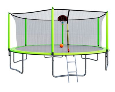 15 ft trampoline with basketball hoop best sale