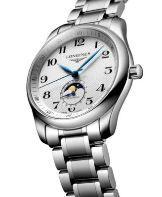 Men's Swiss Automatic Master Moonphase Stainless Steel Bracelet Watch 40mm