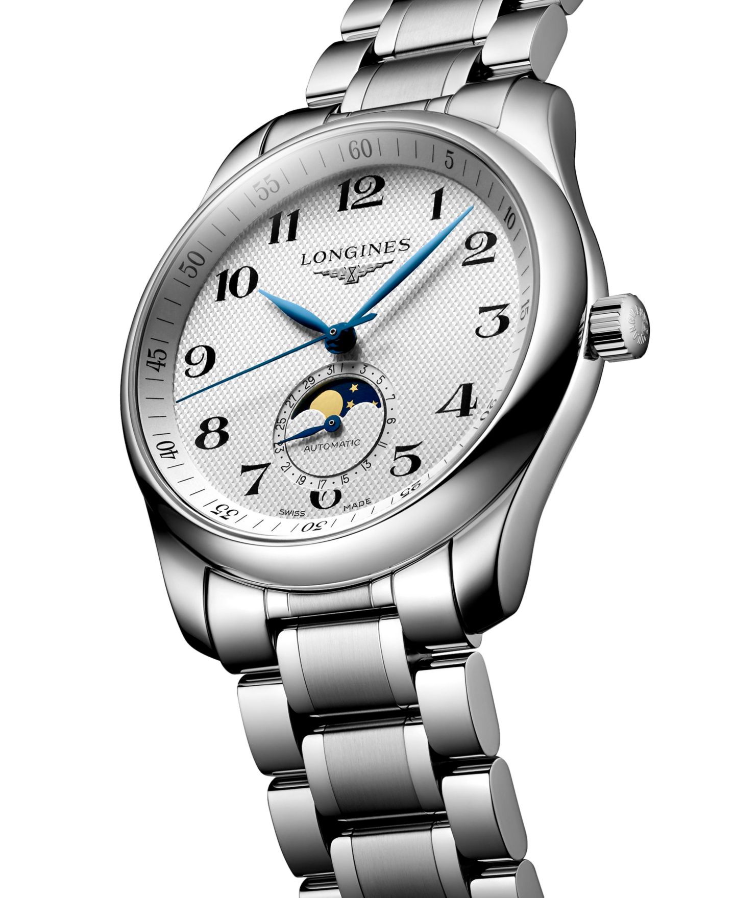 Мужские часы Longines Swiss Automatic Master Moonphase Stainless Steel Bracelet Watch 40mm — фото 2