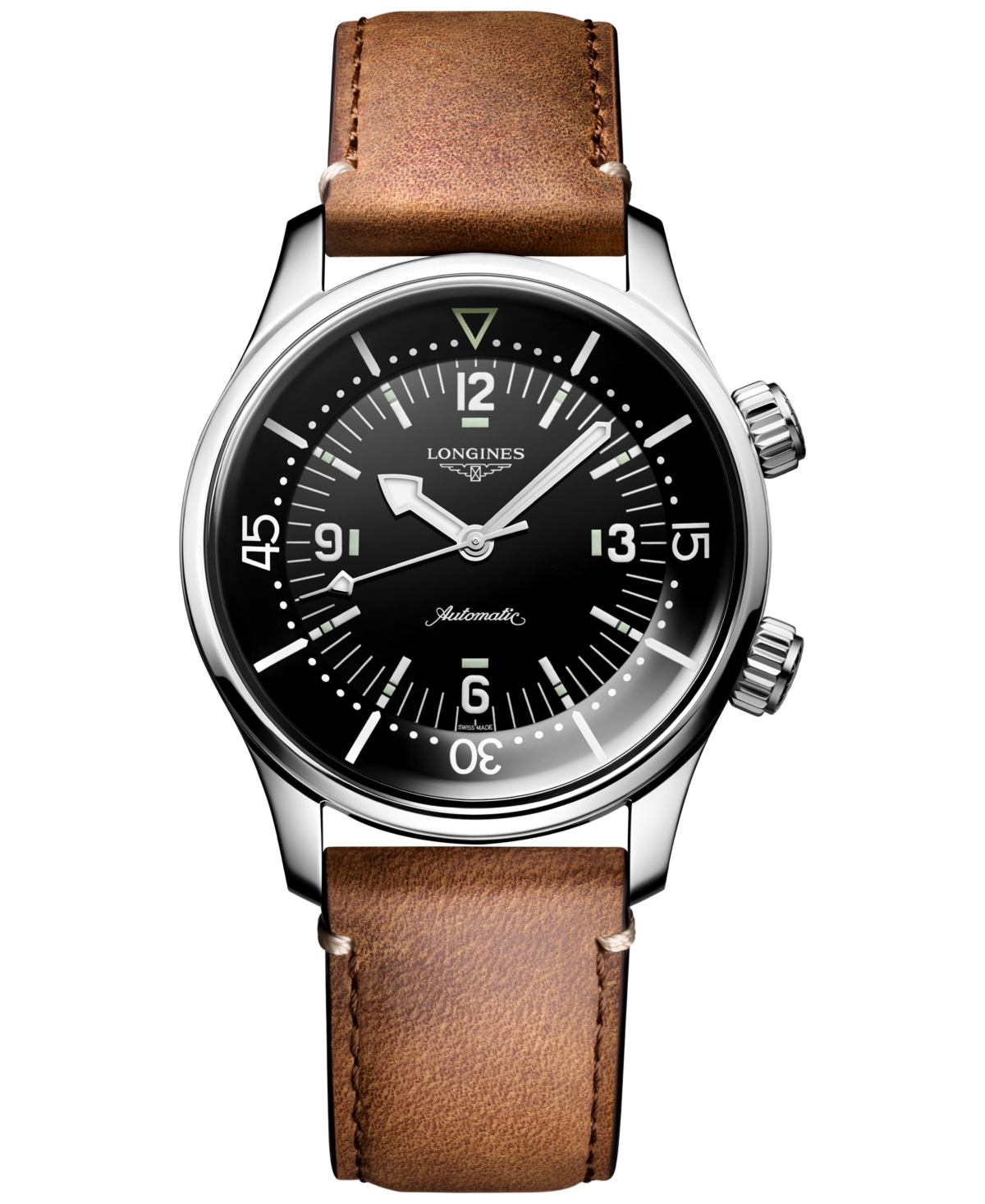 Men's Swiss Automatic Legend Diver Brown Leather Strap Watch 39mm
