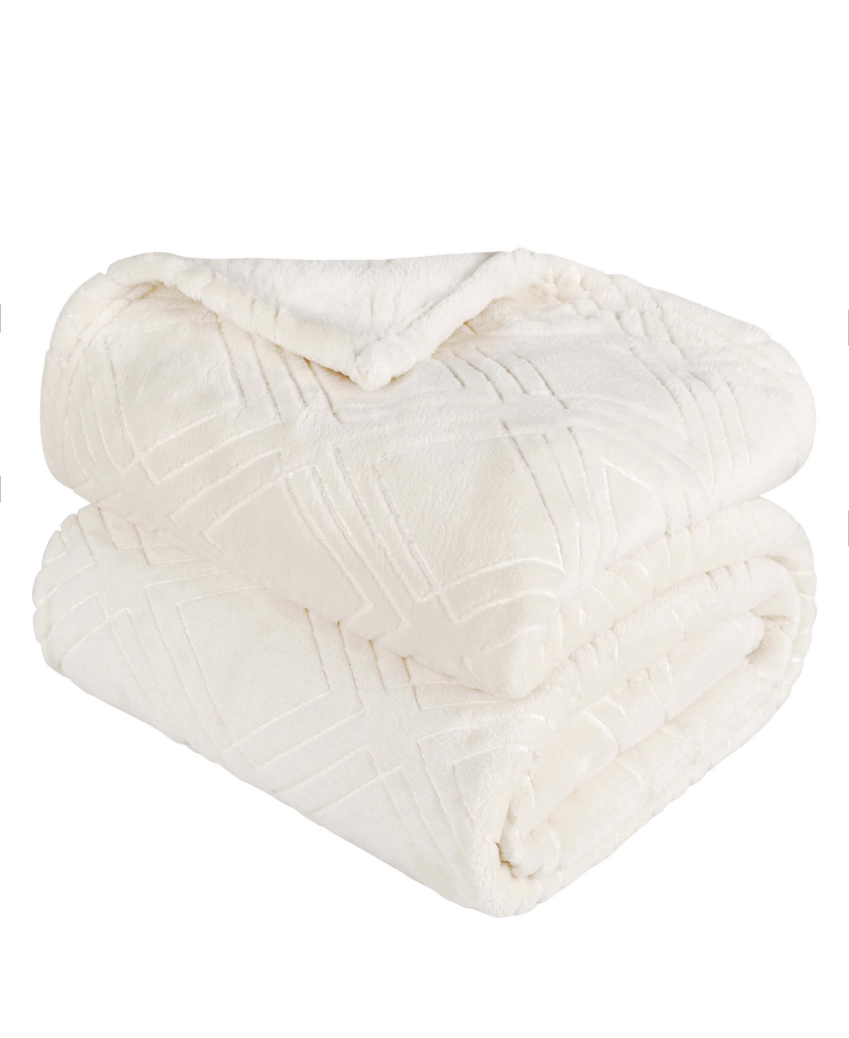 Superior Diamond Flannel Fleece Plush Ultra-soft Blanket, King In Ivory