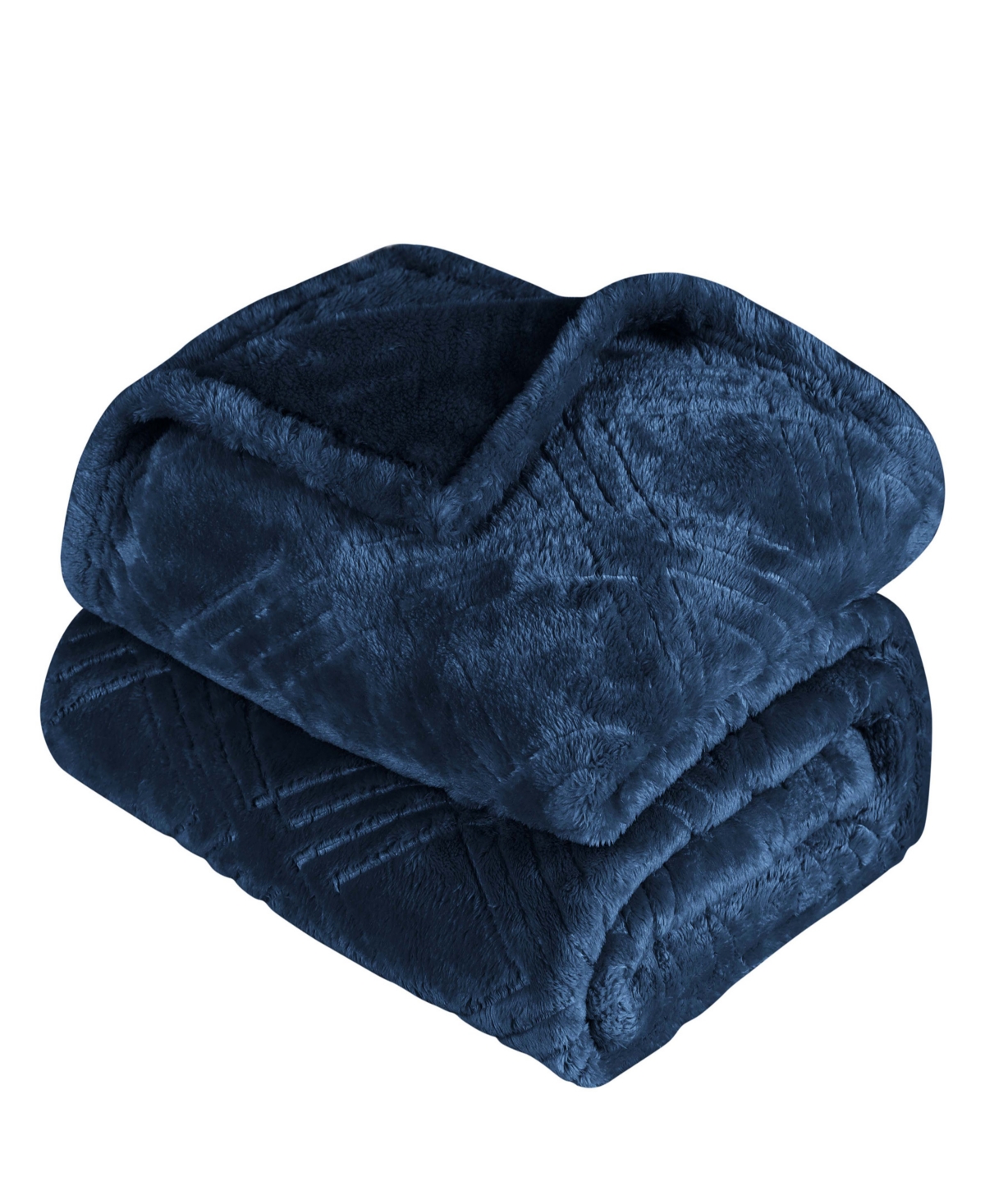 Superior Diamond Flannel Fleece Plush Ultra-soft Blanket, King In Navy Blue