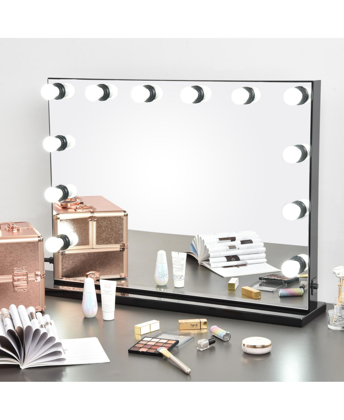 33"x24" Hollywood Lighted Vanity Makeup Mirror 12 Led Bulbs Studio - Open White