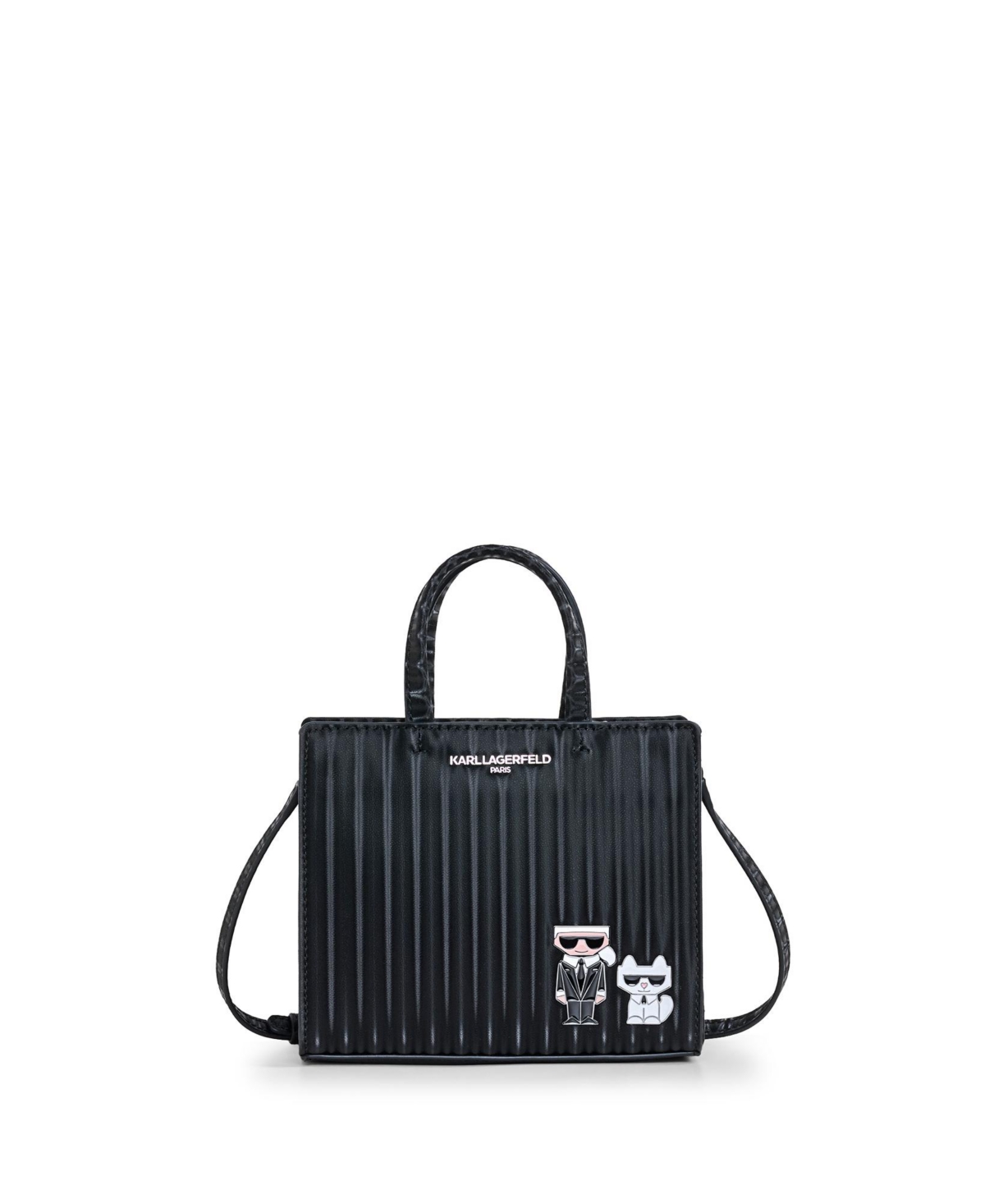 Karl Lagerfeld Karl And Choupette Maybelle Satchel In Black,silver