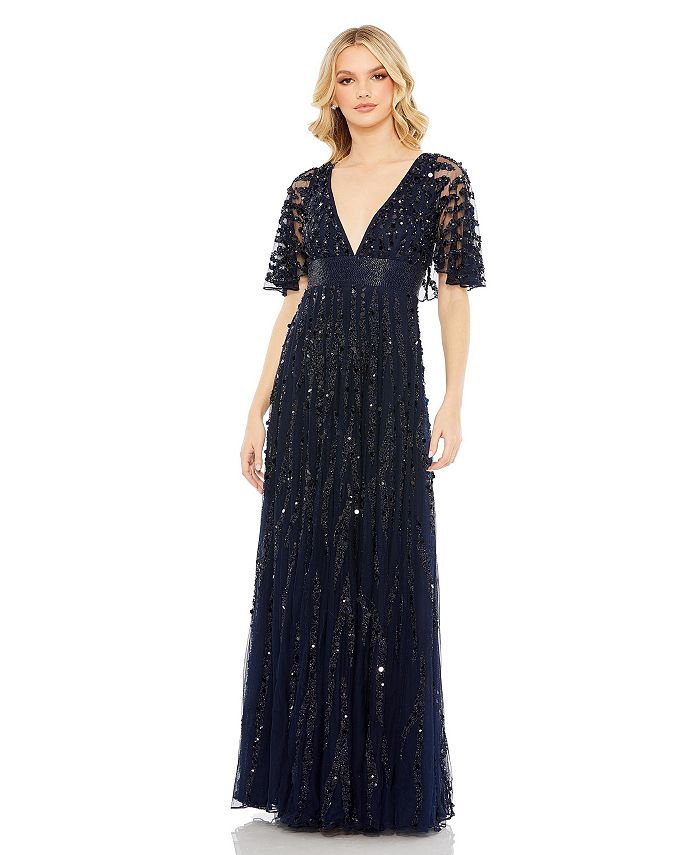 Captivating Elegance: Portia and Scarlett's Embellished V-Neck Dress for Unforgettable Occasions