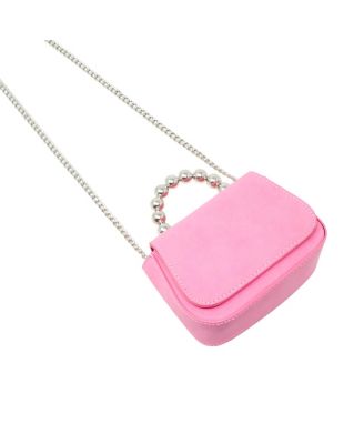Girl's Pink Tiny Metal Pearl Handle Handbag