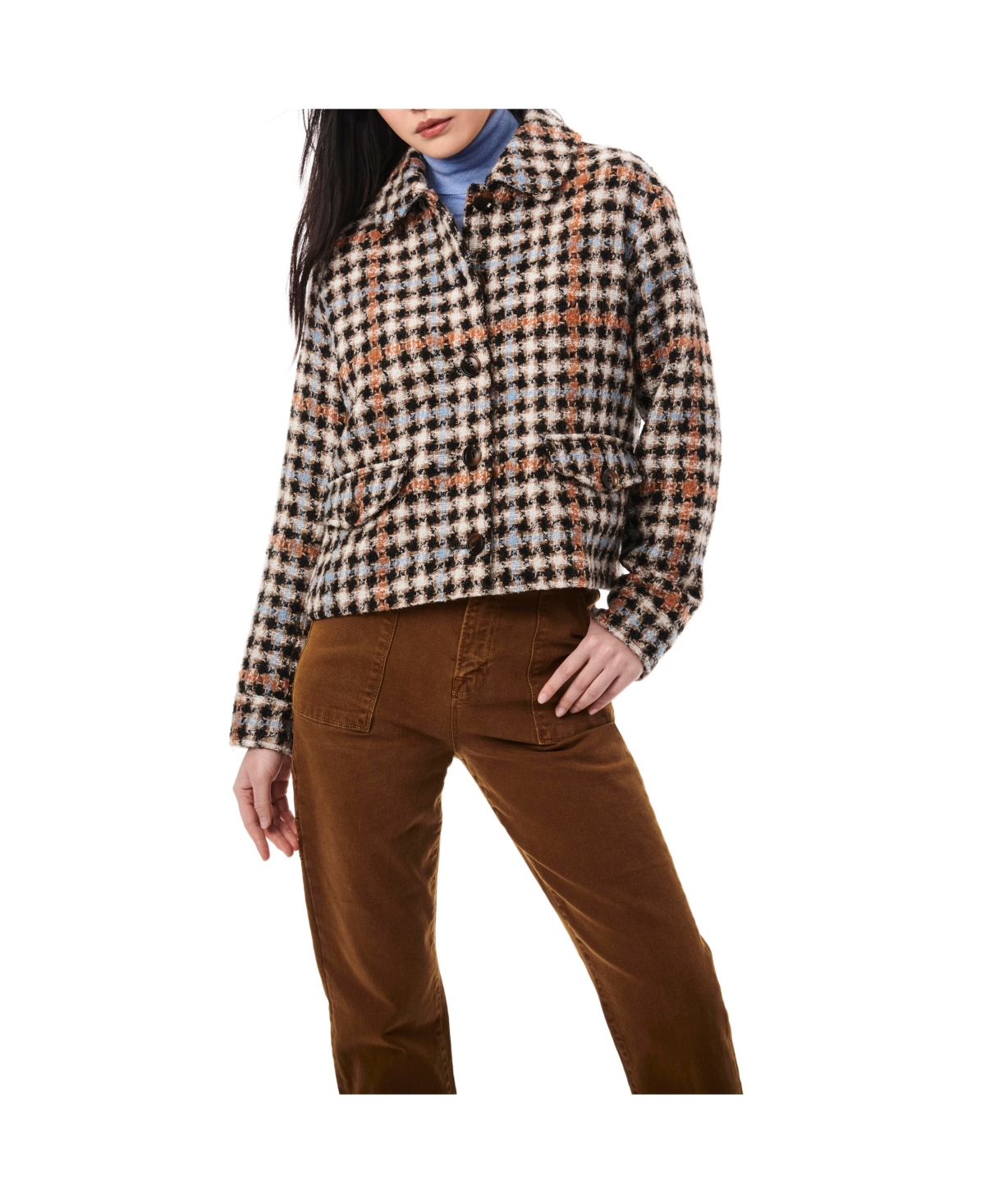 Bernardo Houndstooth Tweed Trucker Jacket In Brown