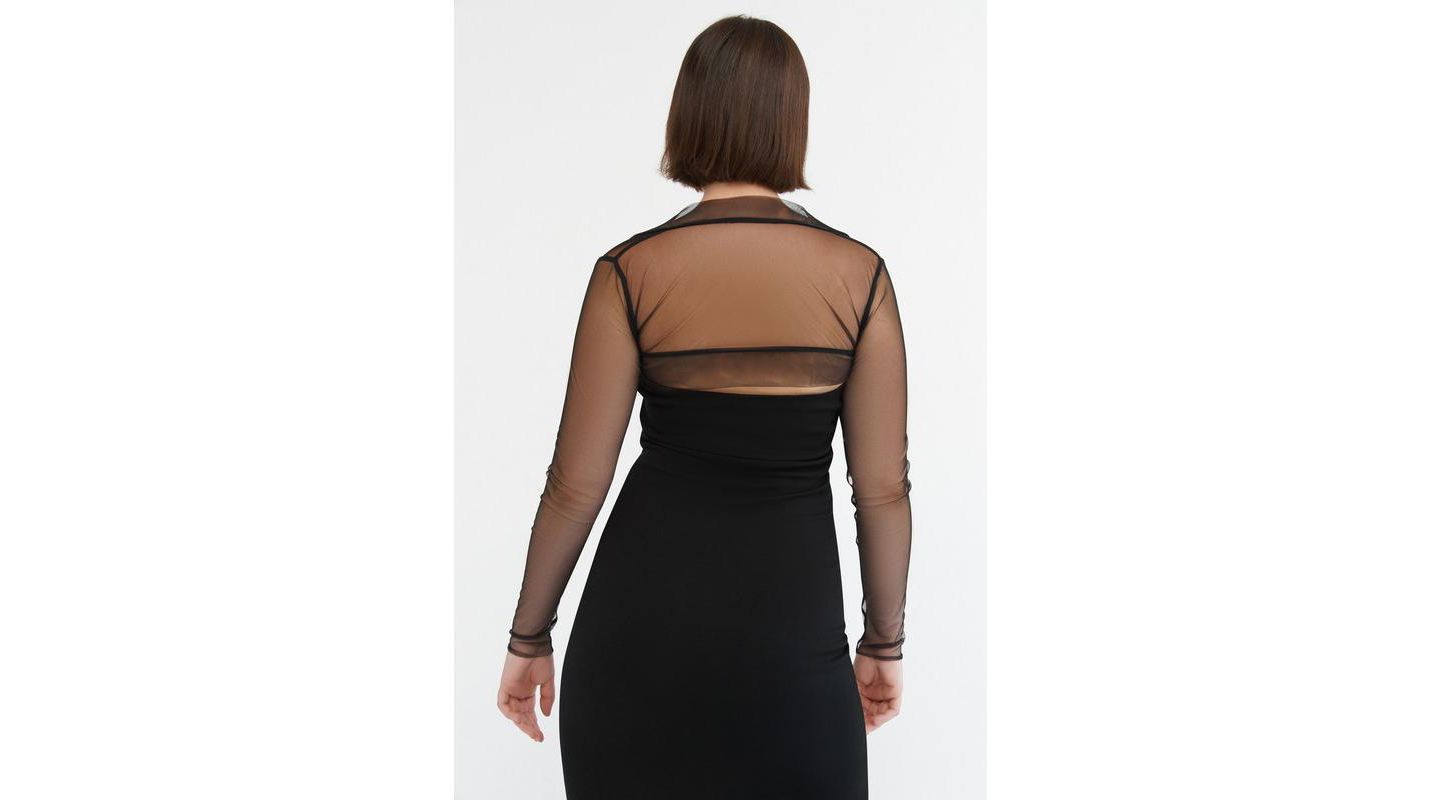 Женские болеро Marcella Cypress Fitted Sheer Mesh Sleeveless Bolero, цвет: Чёрный — фото 2