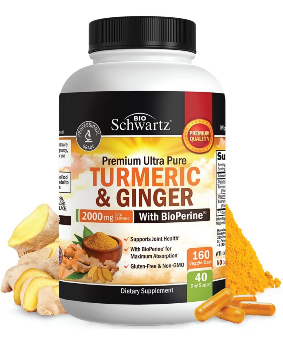 Turmeric & Ginger Supplement 2000mg, 160 ct