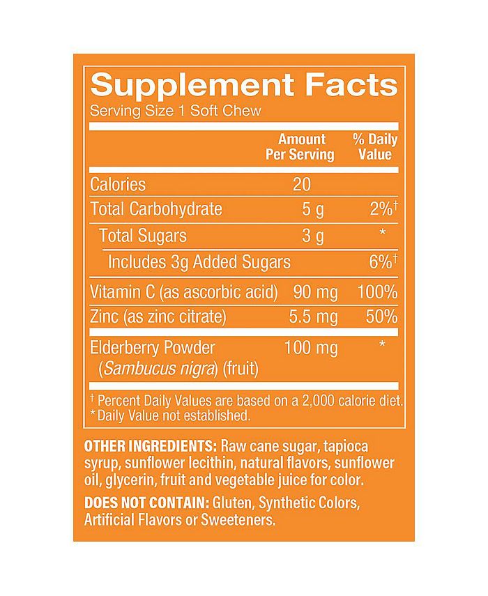 The Vitamin Shoppe Elderberry, Zinc & Vitamin C Soft Chews Immune Support Mixed Berry (60