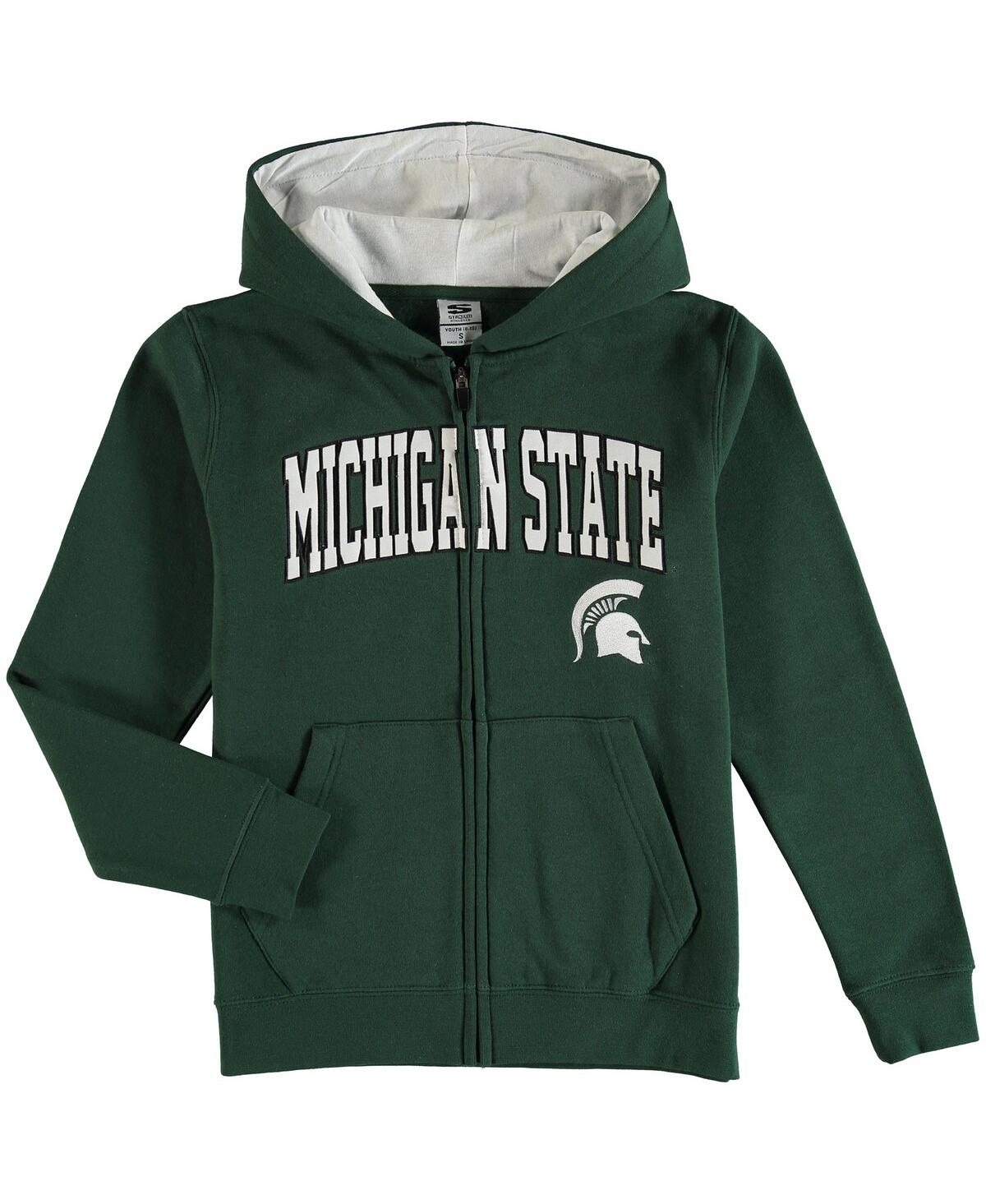Colosseum Kids' Big Boys Green Michigan State Spartans Applique Arch And Logo Full-zip Hoodie
