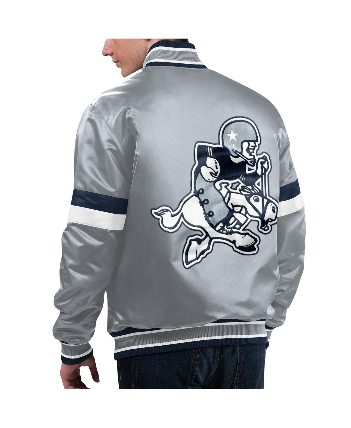 Shop Starter Men's  Gray Dallas Cowboys Home Game Satin Full-snap Varsity Jacket