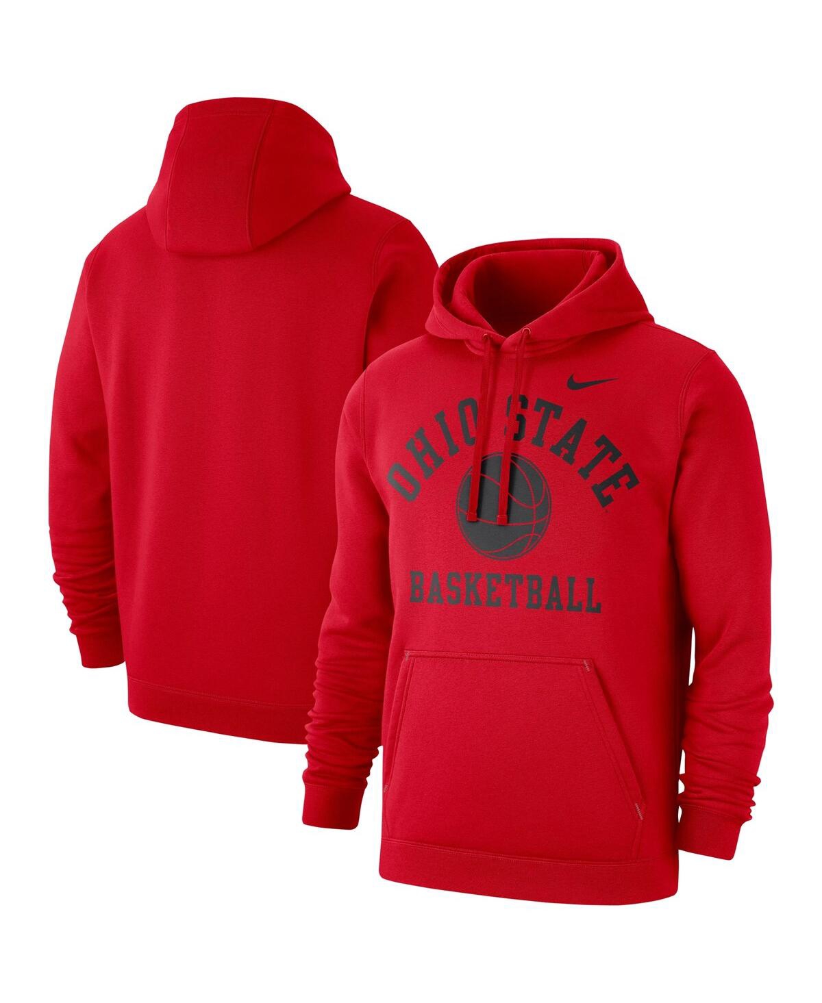 Shop Nike Men's  Scarlet Ohio State Buckeyes Basketball Club Fleece Pullover Hoodie