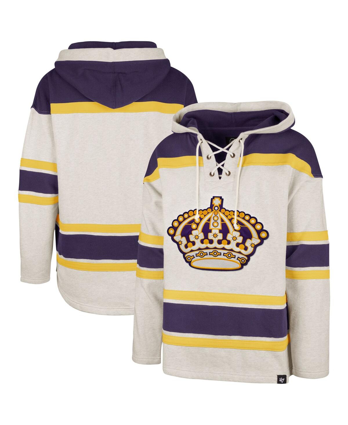 47 Brand Men's ' Oatmeal Los Angeles Kings Rockaway Lacer Pullover Hoodie